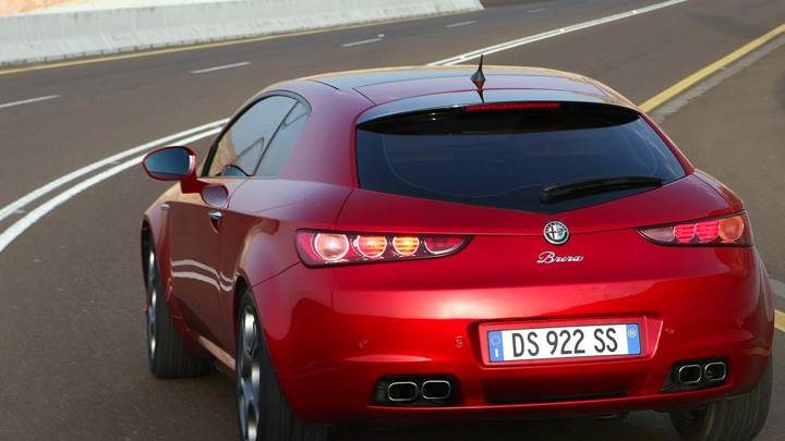 Back Pose Of 2009 Alfa Romeo Brera Running In Red